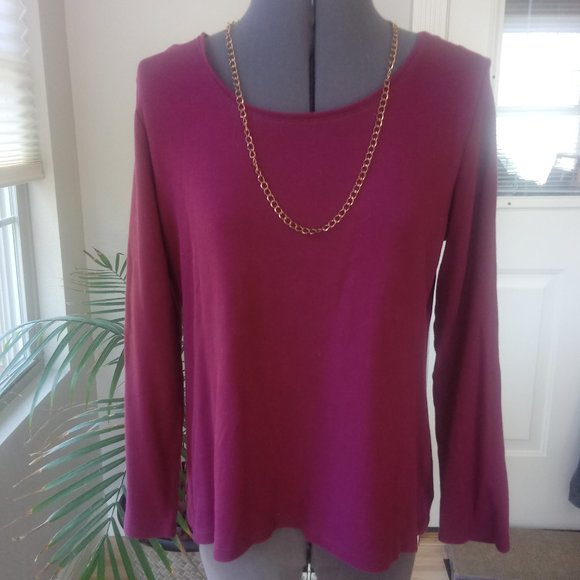 Charter Club Maroon Pima Cotton Tee - Picture 2 of 7